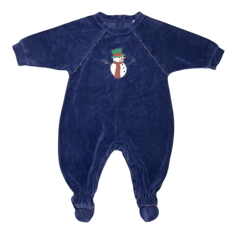 Vintage Florence Eiseman Velour Snowman Footie Blue 12 Mons